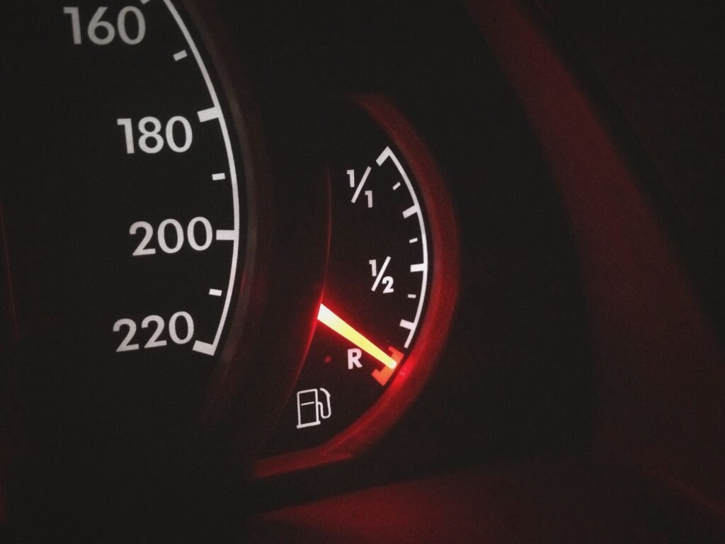 Low fuel level in car
